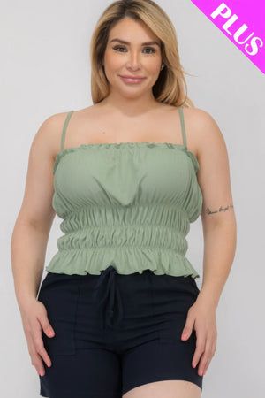 Plus Size Tiered Shirred Body Crop Top