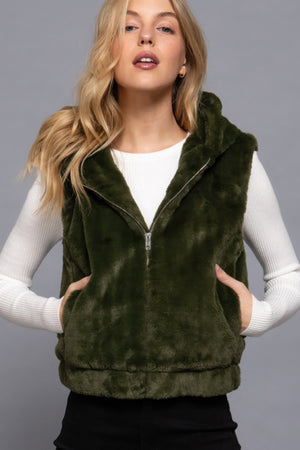 Hoodie Faux Fur Vest