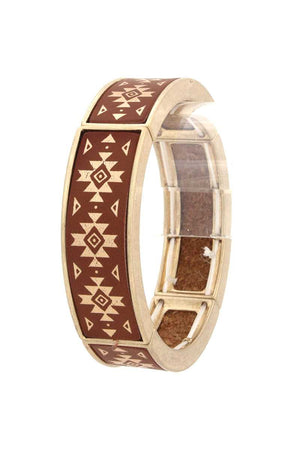 Aztec Pattern Metal Stretch Bracelet