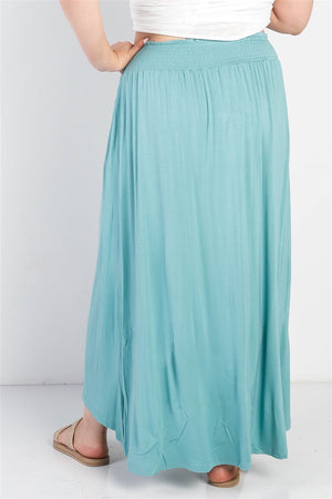 Plus Sage Smocked Waist Maxi Skirt