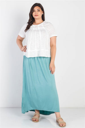 Plus Sage Smocked Waist Maxi Skirt