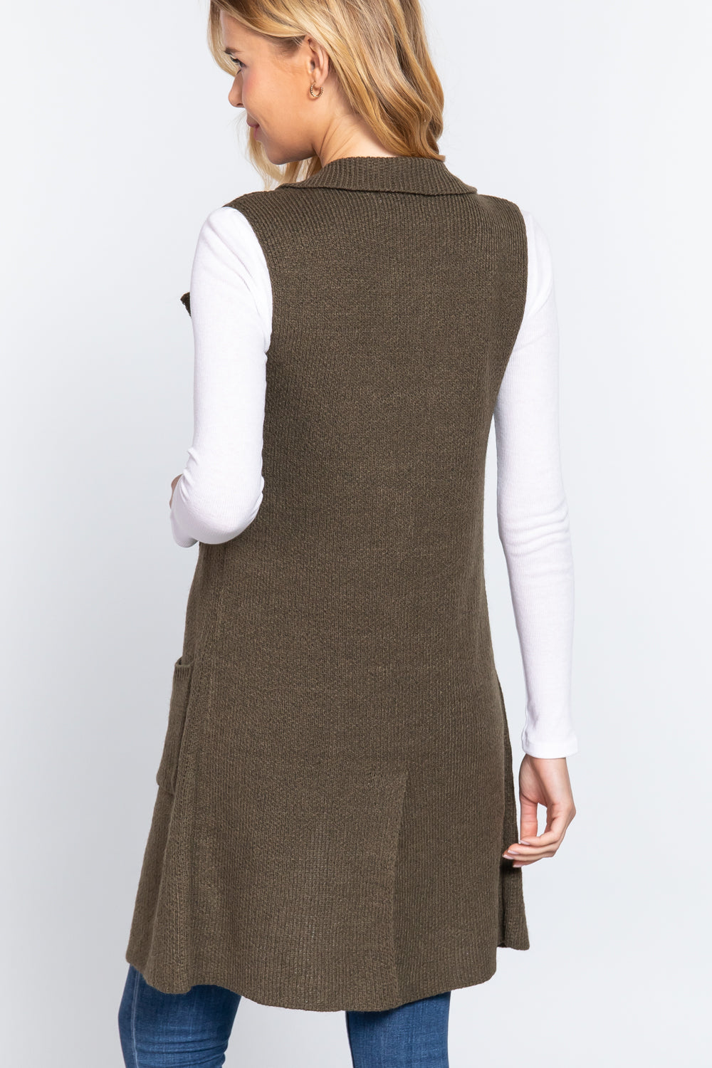 Sleeveless Long Sweater Vest