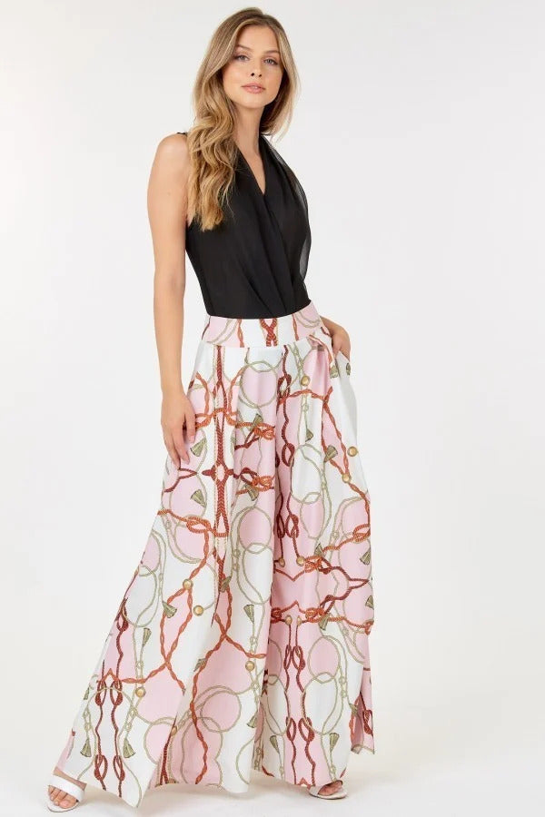 High Waist Wide Leg Printed Palazzo Pants