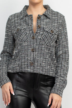 Plaid Button-down Tweed Jacket