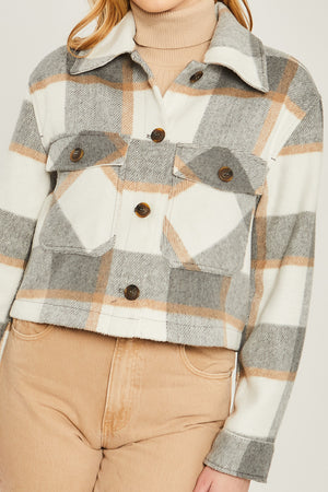 Yarn Dyed Plaid Button Up Jacket