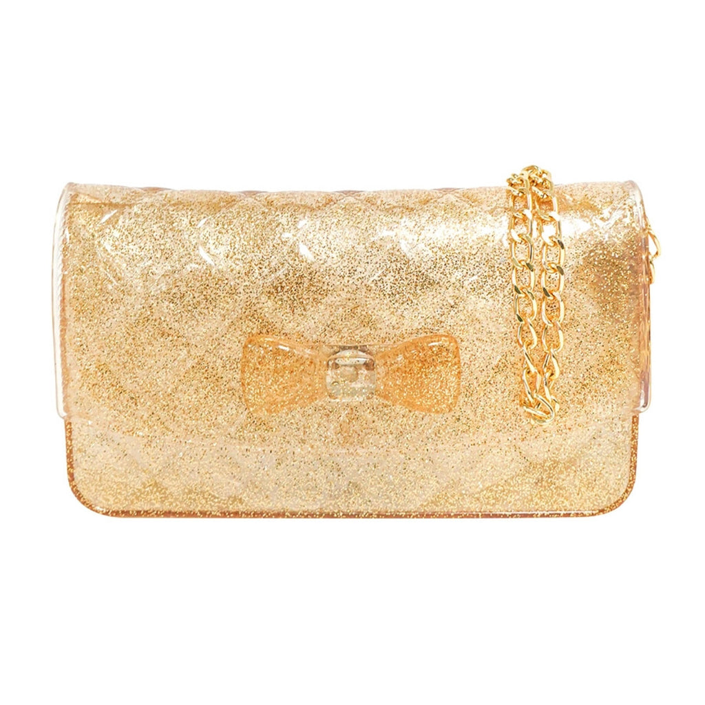 Gold Glitter Jelly Bow Crossbody