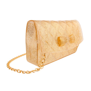 Gold Glitter Jelly Bow Crossbody