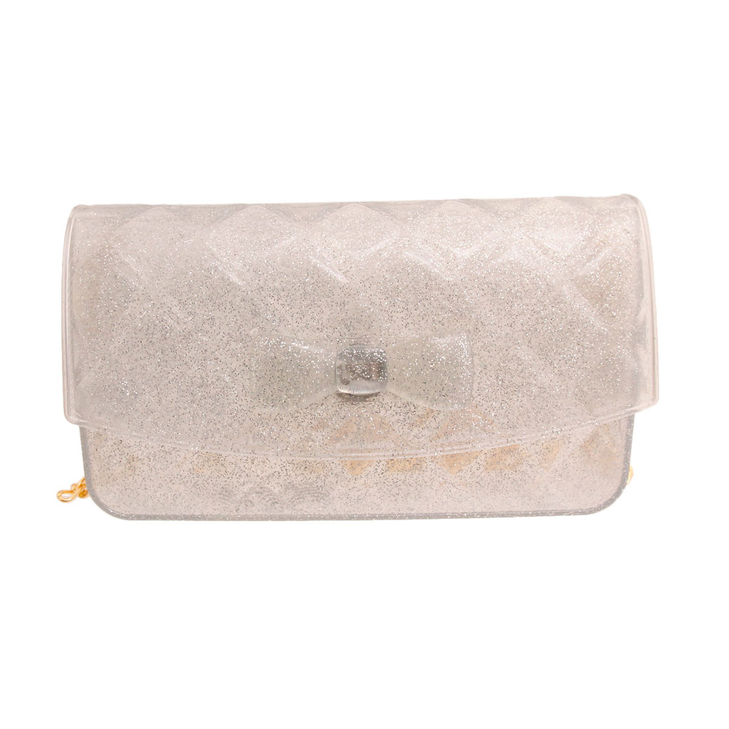 Silver Glitter Jelly Bow Crossbody