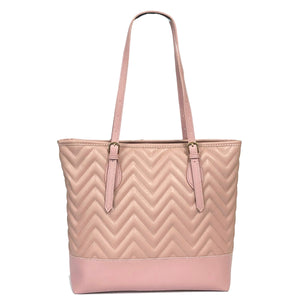 Light Pink Leather Chevron Tote Bag