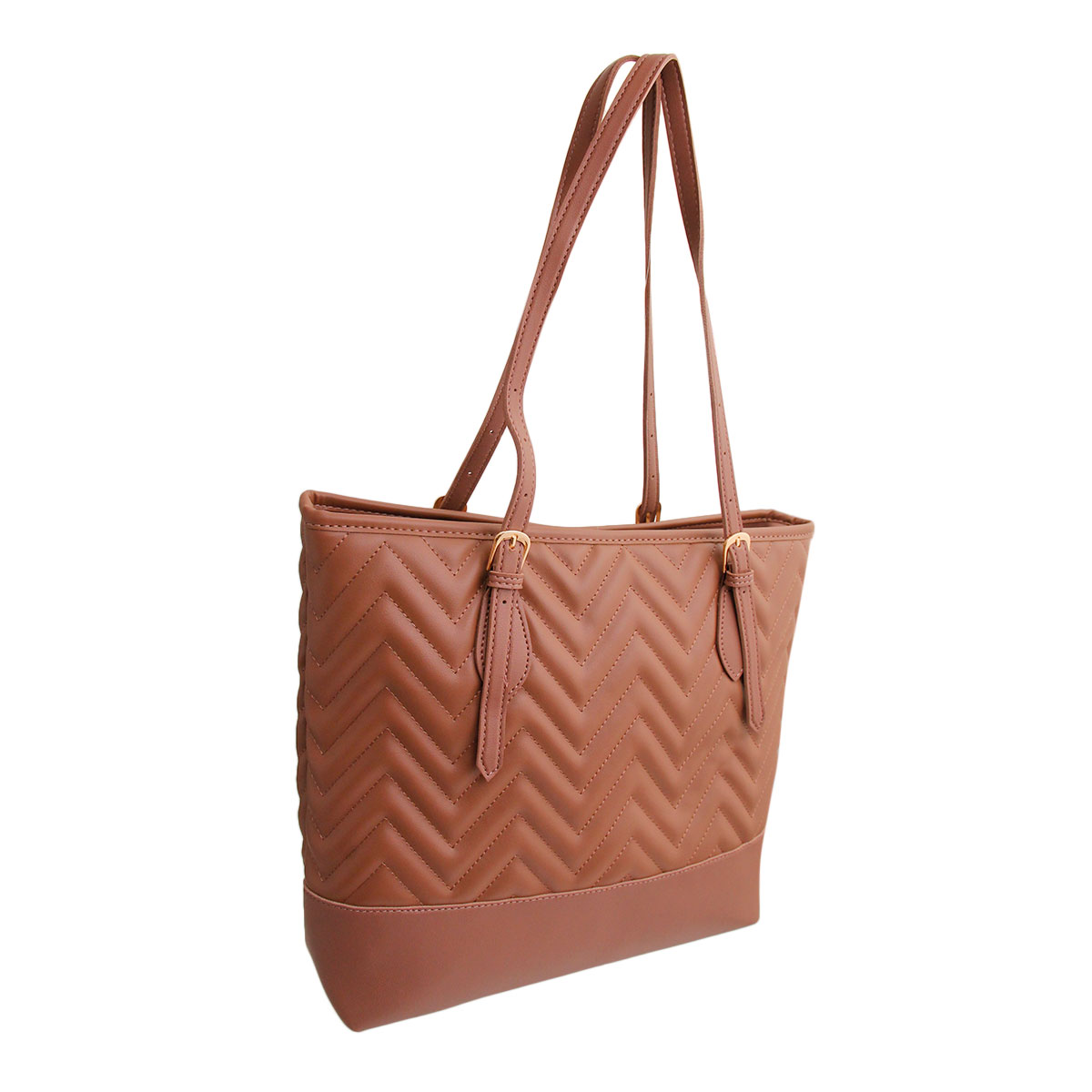 Mauve Leather Chevron Tote Bag