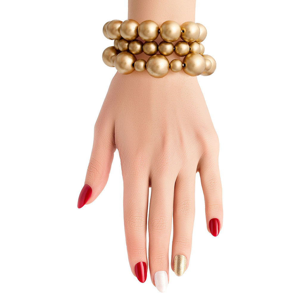 Matte Gold Pearl 3 Pcs Bracelets