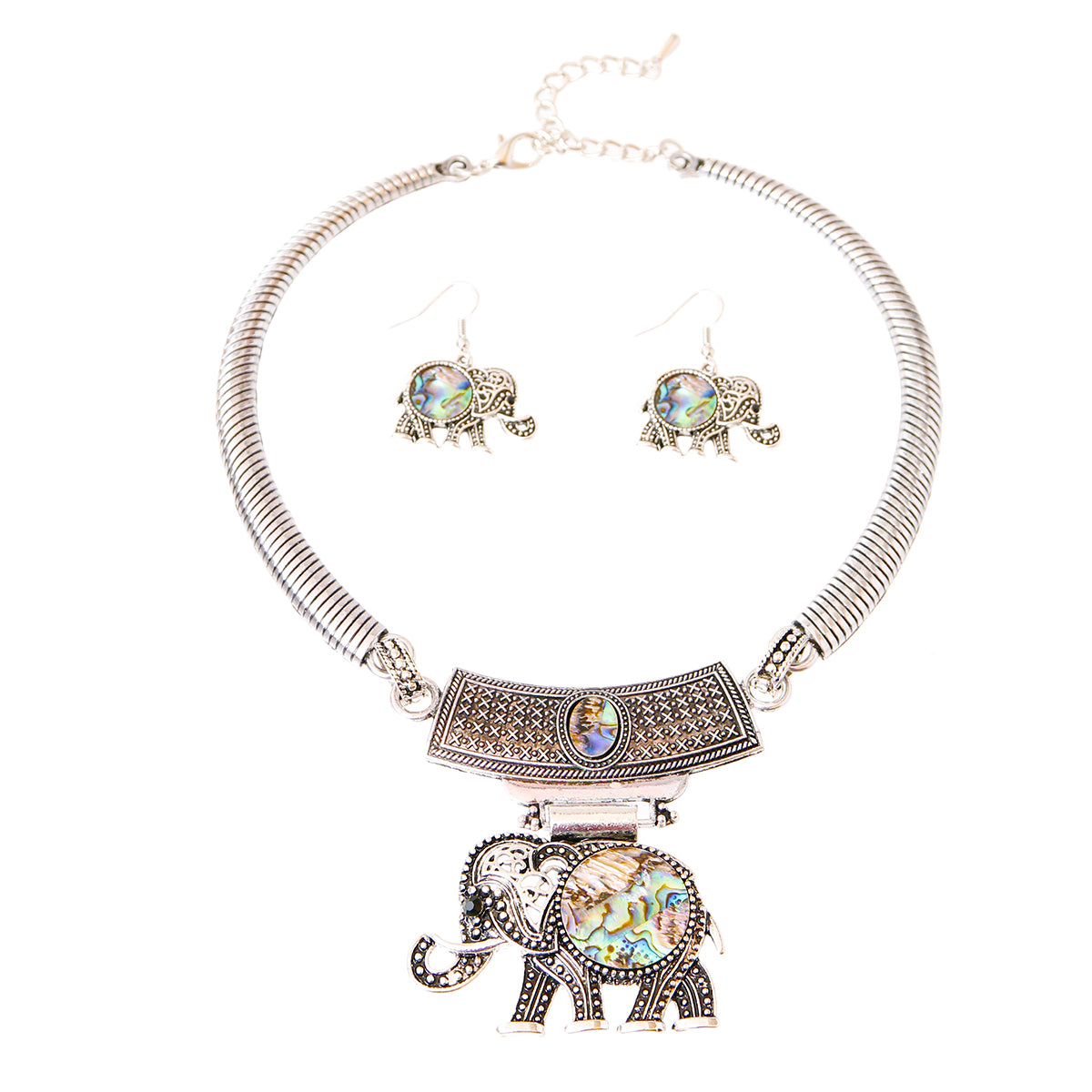 Burnished Silver Elephant Choker Set