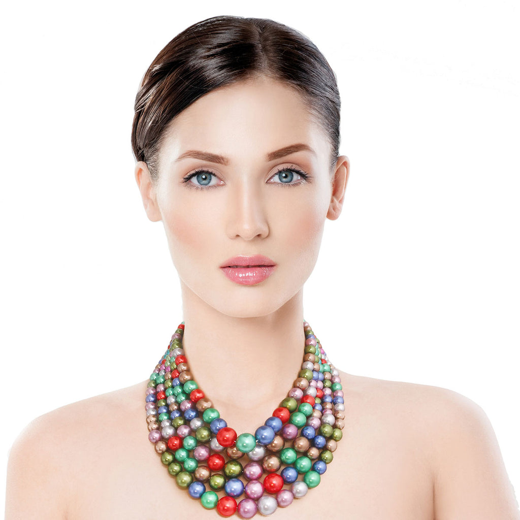 Dark Multi Color Pearl 5 Strand Set