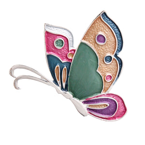Multi and Silver Butterfly Magnet Brooch