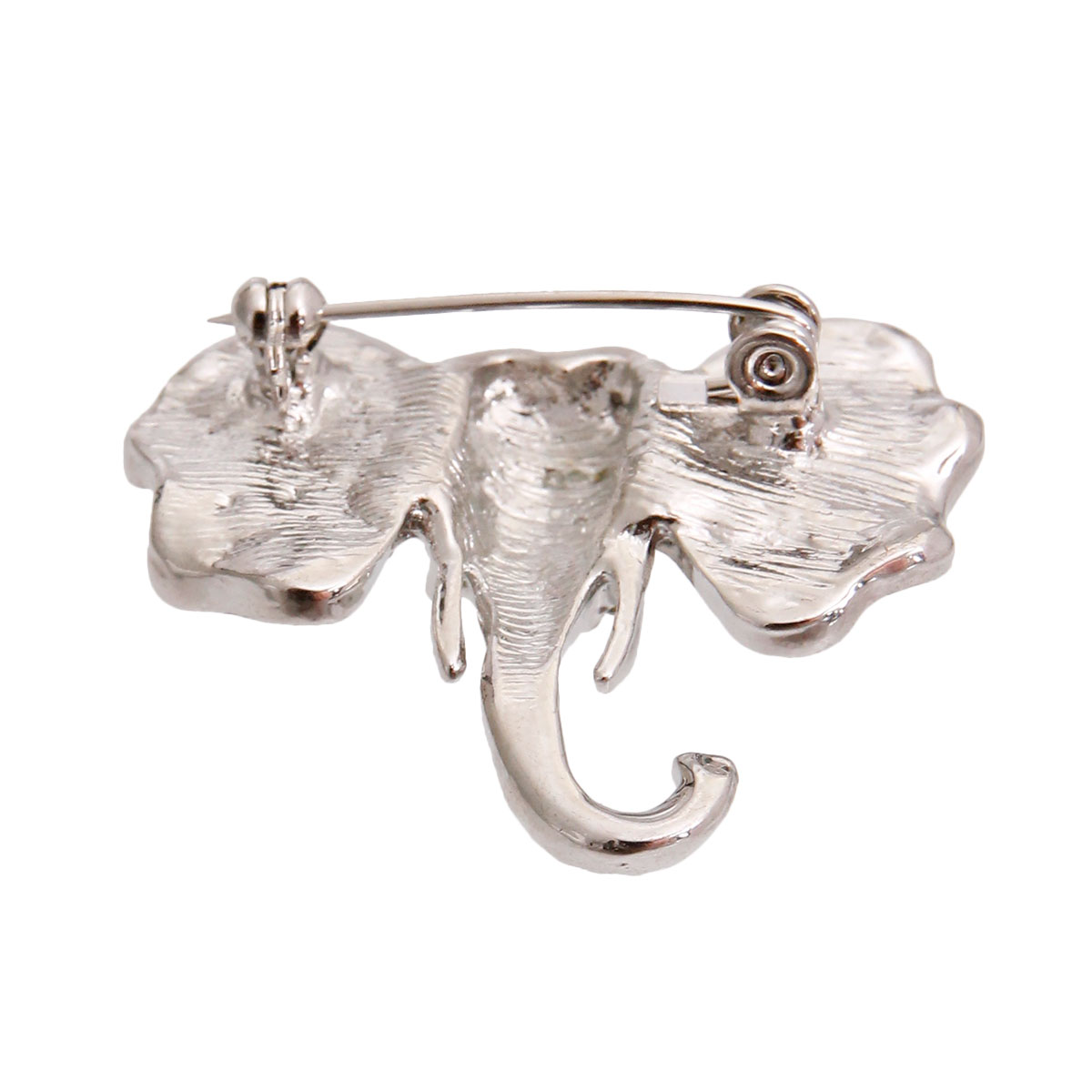White and Silver Elephant Brooch