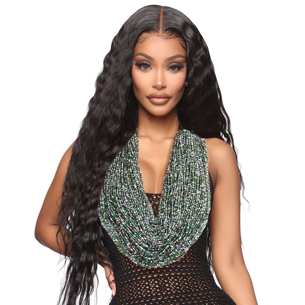 Mixed Green Sead Bead 100 Strand Necklace