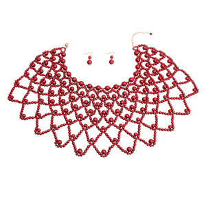 Burgundy Pearl Choker Cape