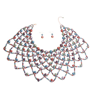 Multi Color Pearl Choker Cape