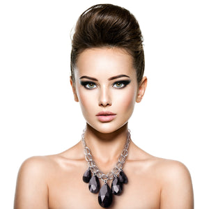 Black Teardrop Necklace Set