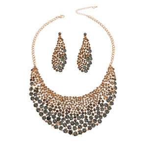 Brilliant Black Diamond Round Cut Crystal Necklace