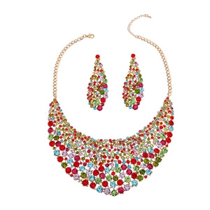 Brilliant Multi Color Round Cut Crystal Necklace