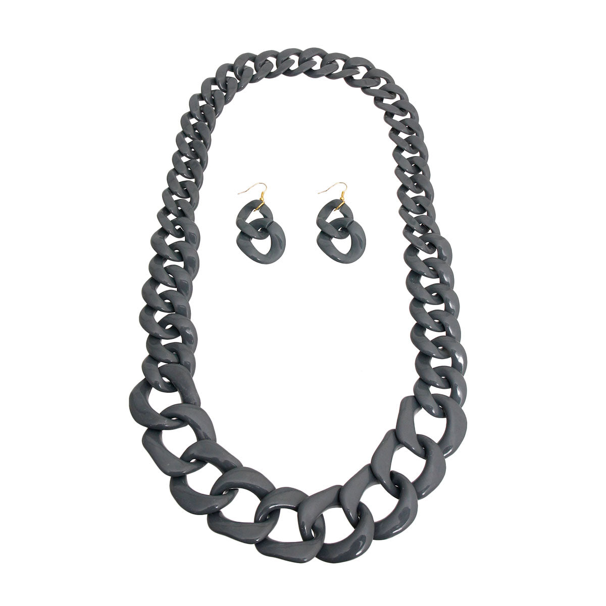 Long Gray Link Necklace