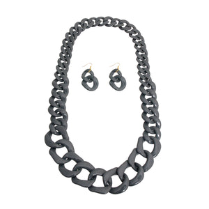 Long Gray Link Necklace