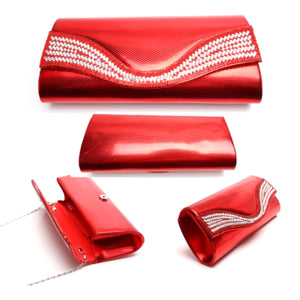 Red Metallic Vegan Leather Clutch