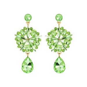Lime Crystal Burst Earrings