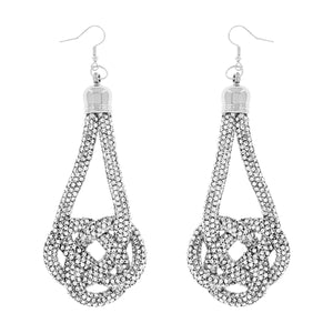 Silver Stone Knotted Tube Earrings