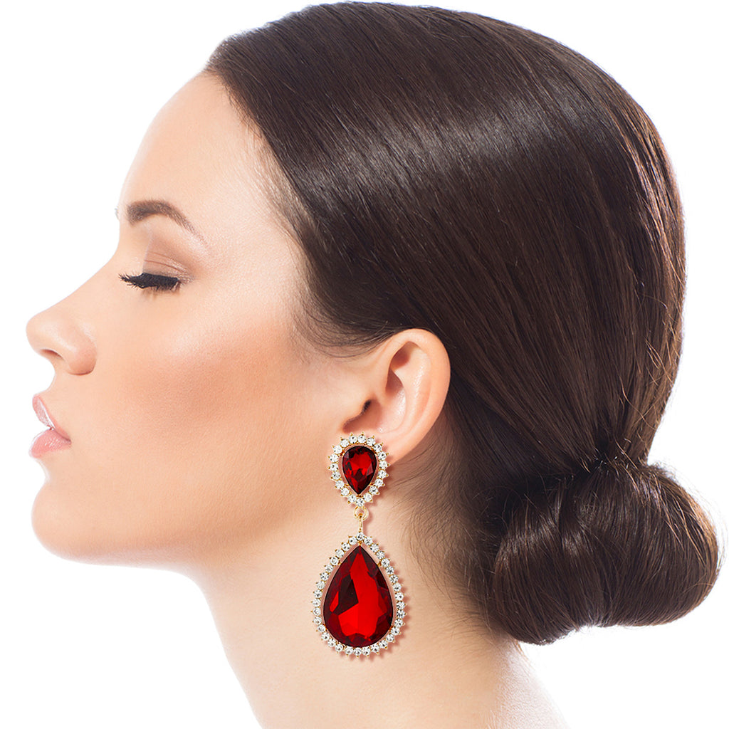 Red Teardrop Halo Clip Ons