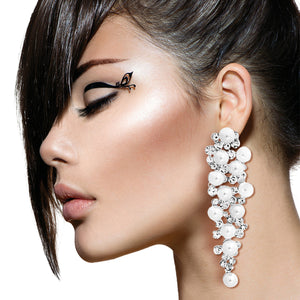 White and Silver Cluster Clip Ons