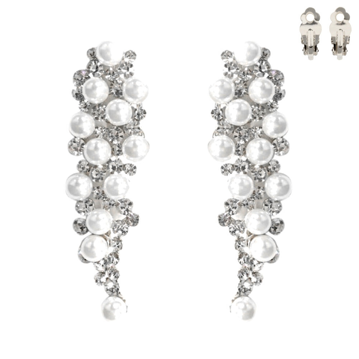 White and Silver Cluster Clip Ons