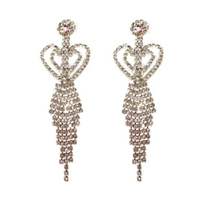 Silver Heart Fringe Earrings