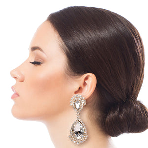Gold and Clear Crystal Crown Clip Ons