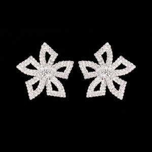 Silver Pave Stone Bow Studs
