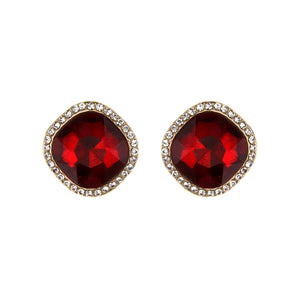 Red Crystal Square Studs
