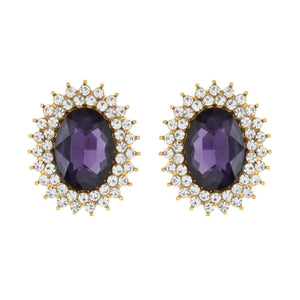 Oval Purple Crystal Studs