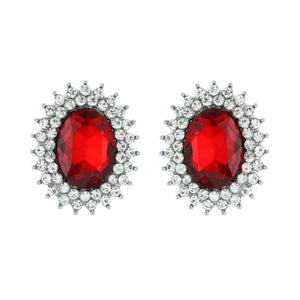 Oval Red Crystal Studs