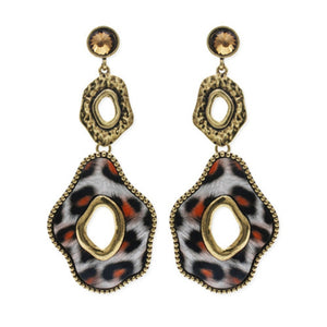 Burnished Gold Leopard Drop Earrings