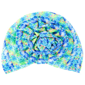 Blue Tie Dye Flower Knot Turban