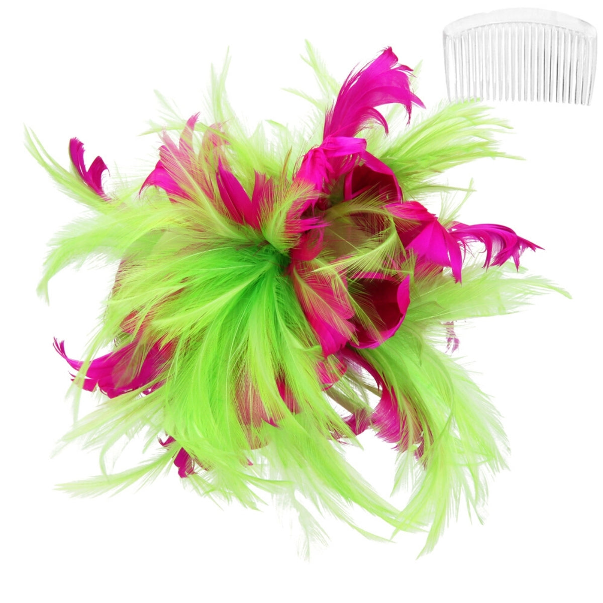 Pink and Green Feather Fascinator