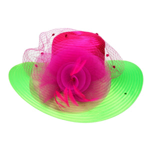 Pink and Green Floral Church Hat