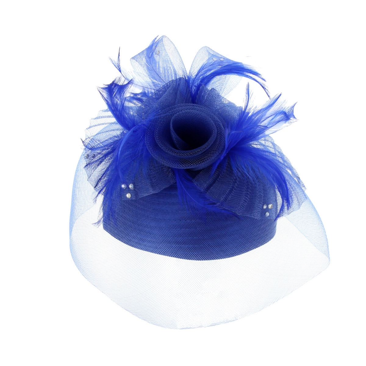 Royal Blue Feather Birdcage Pill Hat