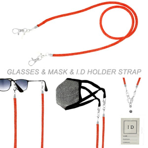 Orange Rhinestone Mask Glasses Chain
