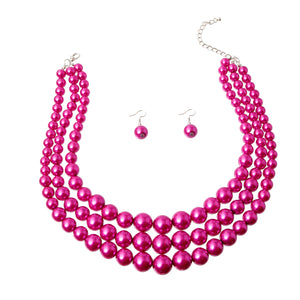 Multi Strand Pearl Necklace Set