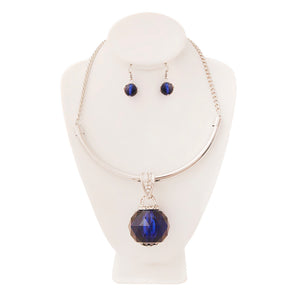 Royal Blue Crystal Ball Necklace Set