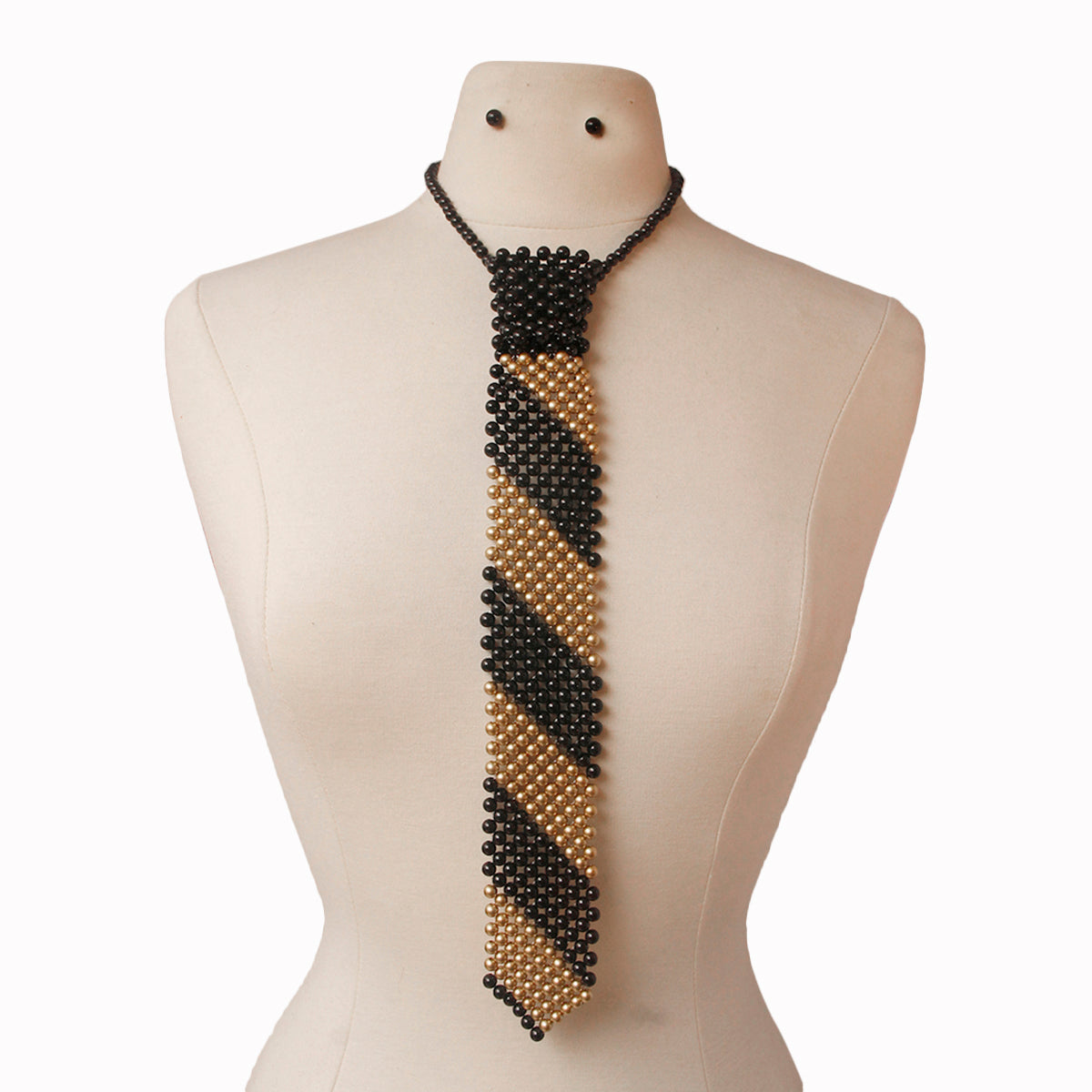 Black and Gold Pearl Necktie