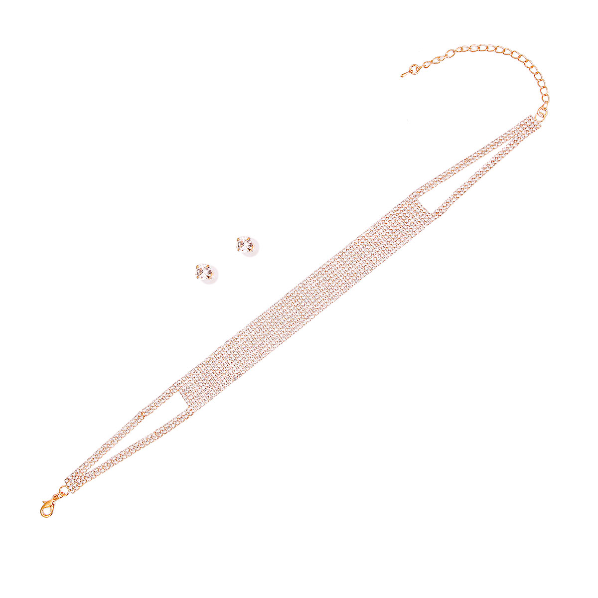 Gold 9 Line Rhinestone Choker