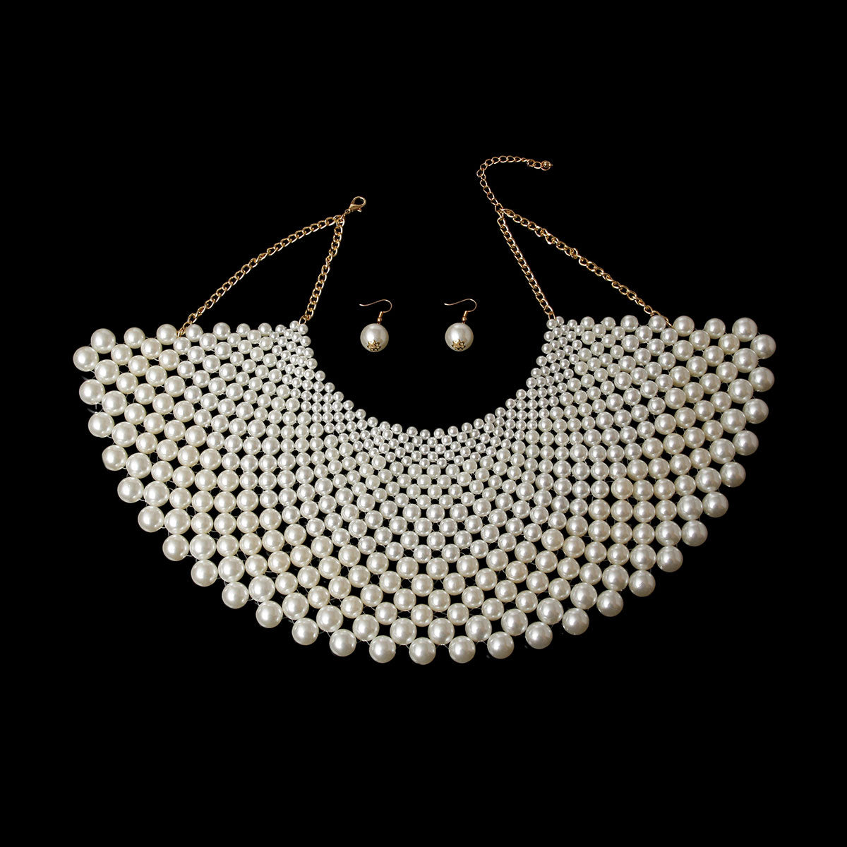 Cream Pearl Bib Necklace Set